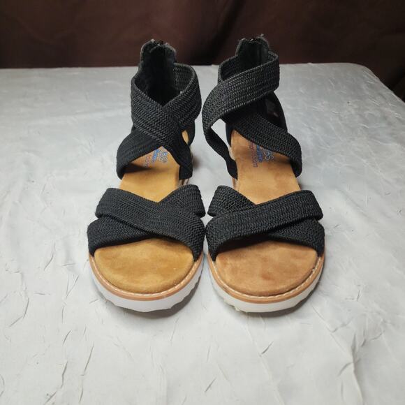 Skechers Womens Desert Kiss Wedge Sandals Size 7 Black Summer Comfort Y2K - Picture 2 of 6